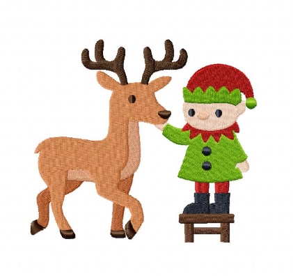 elf and reindeer clipart