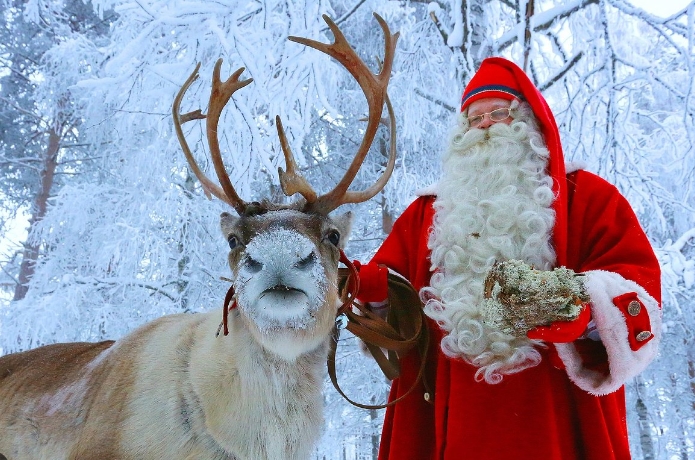 image of santa claus with reindeer