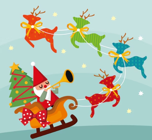 clip art santa sleigh and reindeer