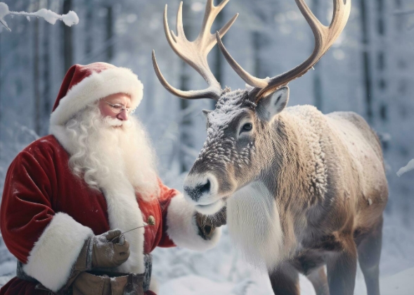 christmas images santa claus and reindeer