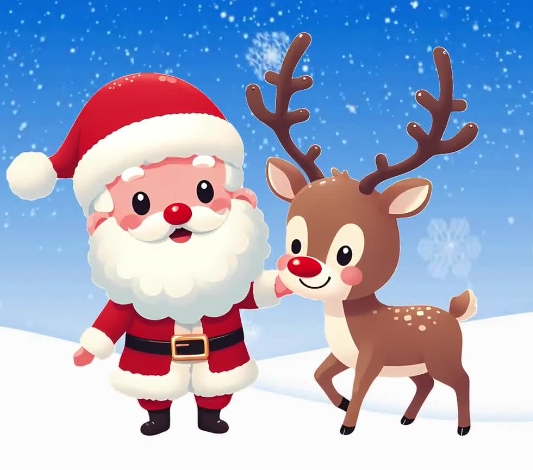 clip art santa and reindeer