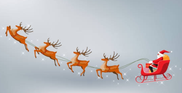 free clipart santa and reindeer flying