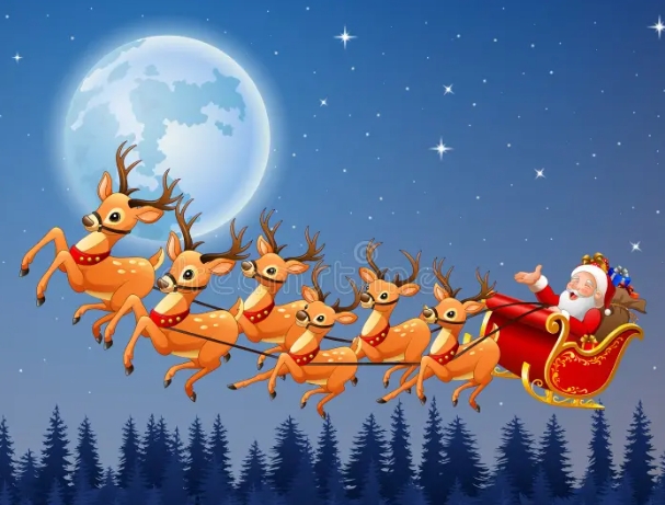 image santa sleigh and reindeer