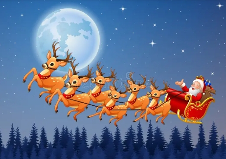 image of santa sleigh and reindeer