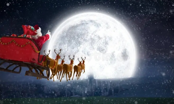 free images of santa and reindeer