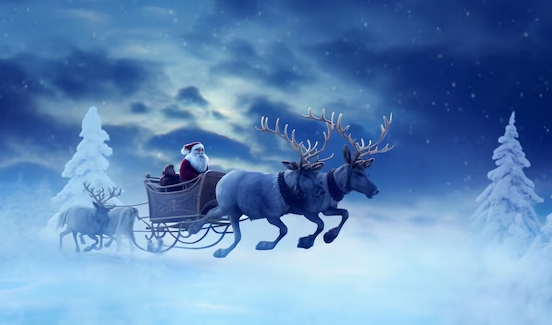 images of santa with reindeer