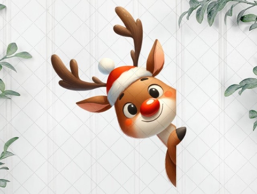 peeking reindeer clipart