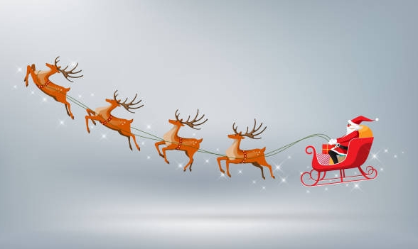 pictures of reindeer pulling santaʼs sleigh