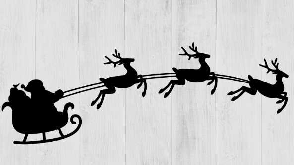 santa in sleigh with reindeer clipart