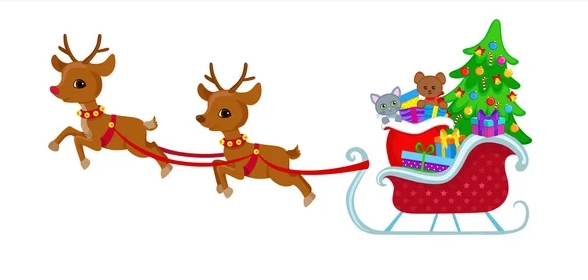 reindeer and sleigh clipart