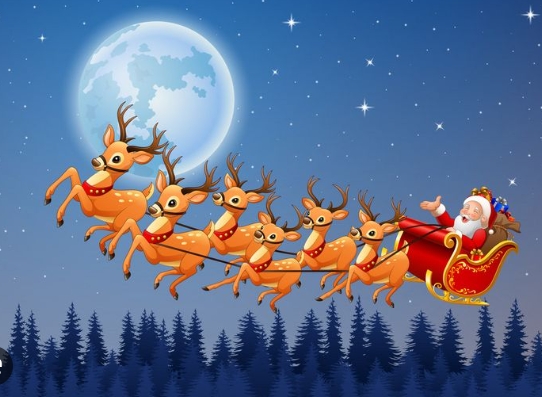 show me a picture of santa claus and his reindeer