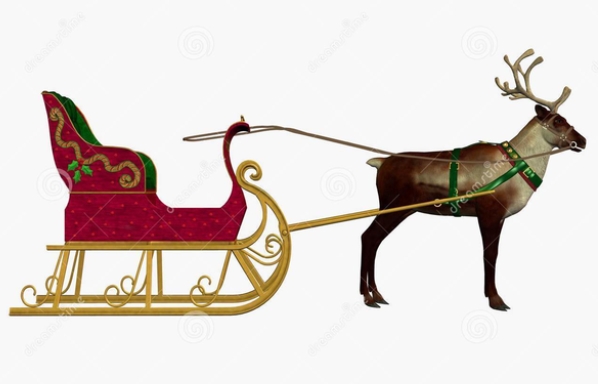 reindeer pulling sleigh clipart