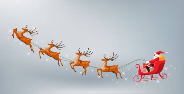 reindeer pulling santaʼs sleigh clipart