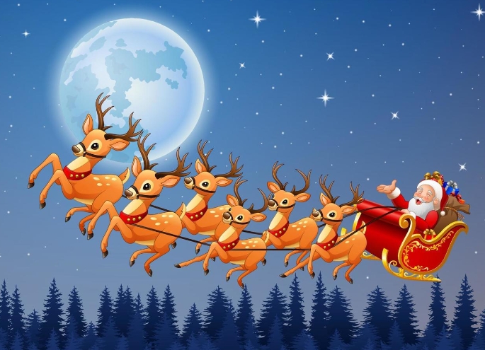 picture of santa claus with reindeer