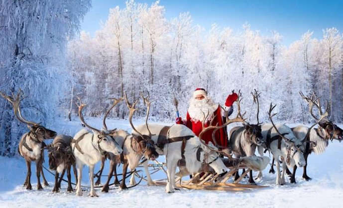 picture of santa and reindeer