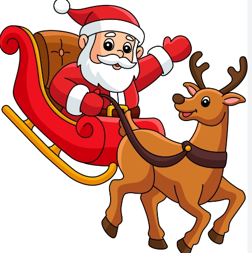 santa claus and reindeer cartoon images