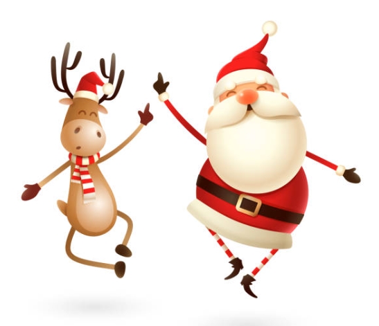 santa and reindeer clip art