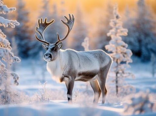 photos of reindeer in snow