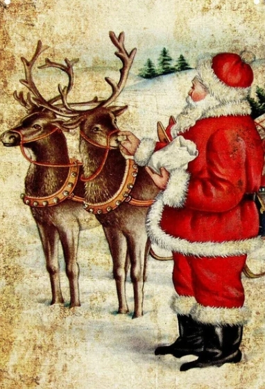 vintage santa and reindeer images