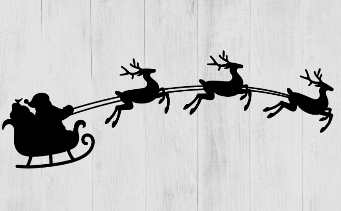 santa sleigh reindeer clipart