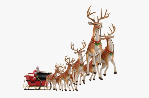 santa and reindeer flying png